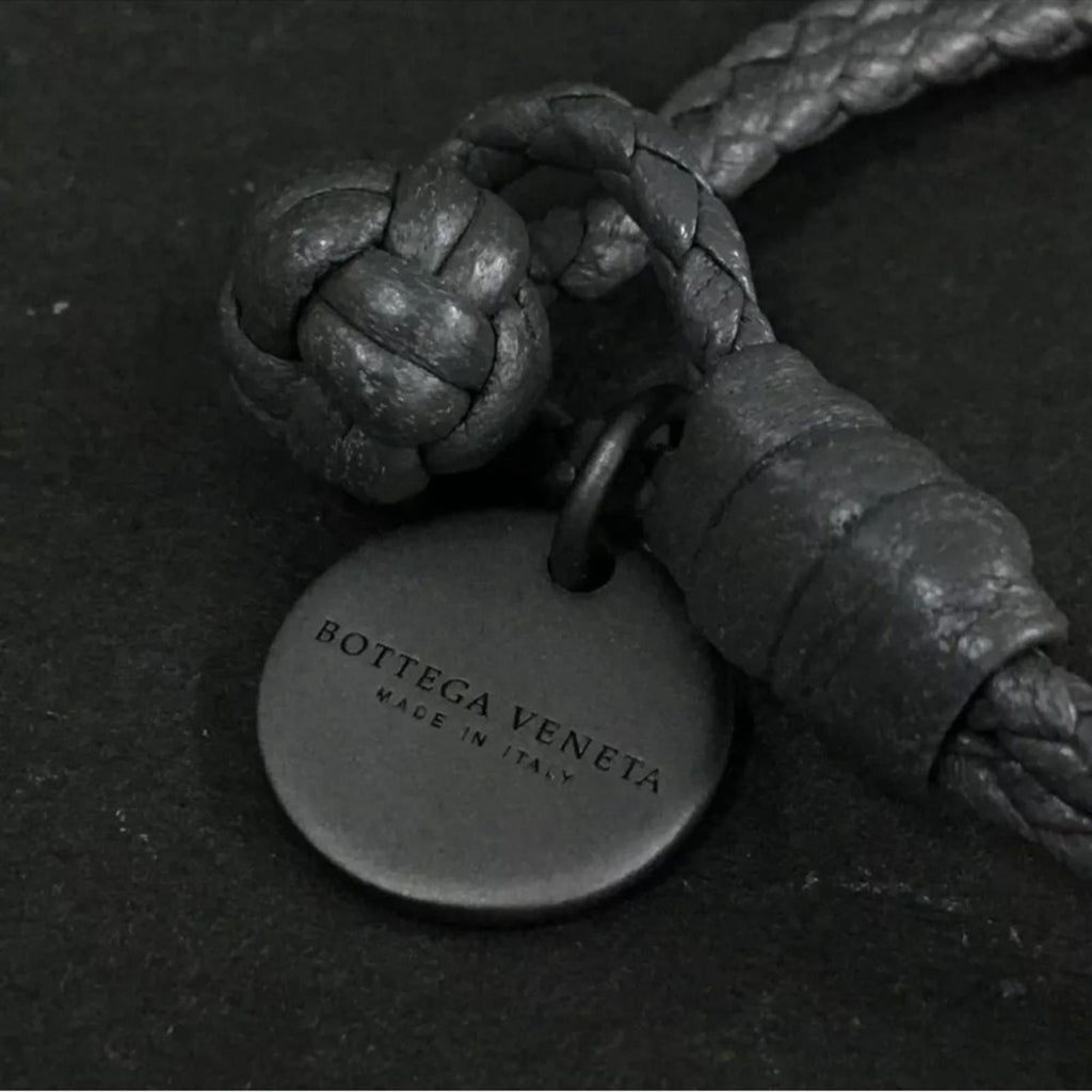 Bottega Veneta Dark Gray Braided Leather Bracelet