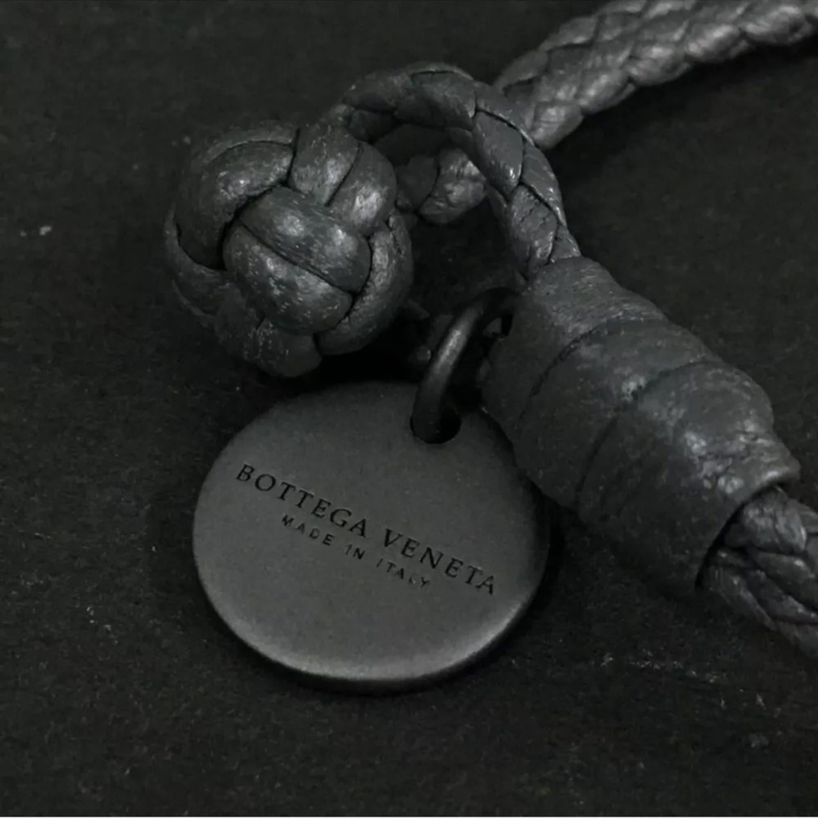 Bottega Veneta Dark Gray Braided Leather Bracelet