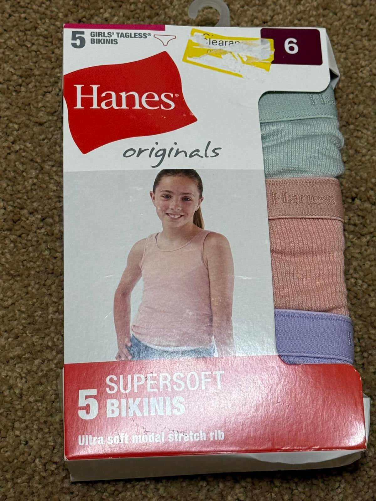 New Hanes 5 Girls Tagless Bikinis Size 6