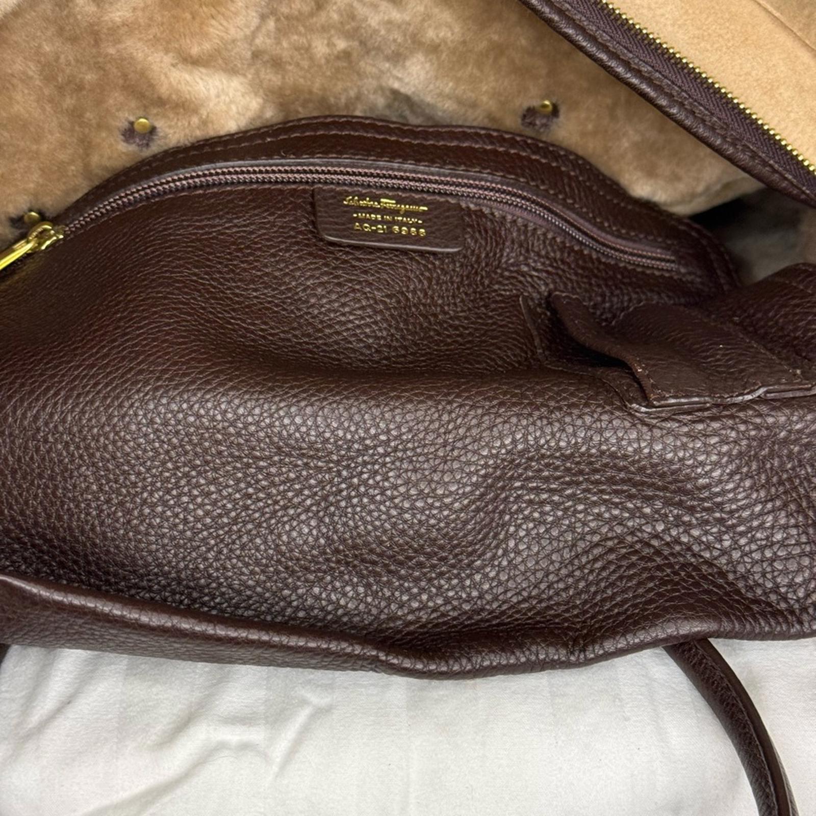Salvatore Ferragamo Tan Suede Shearling Tote