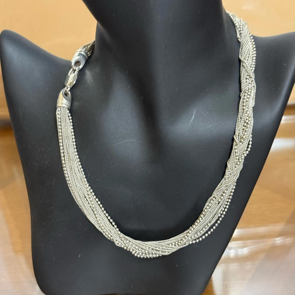 Elegant Sterling Silver Multi Strand Necklace 49.1g