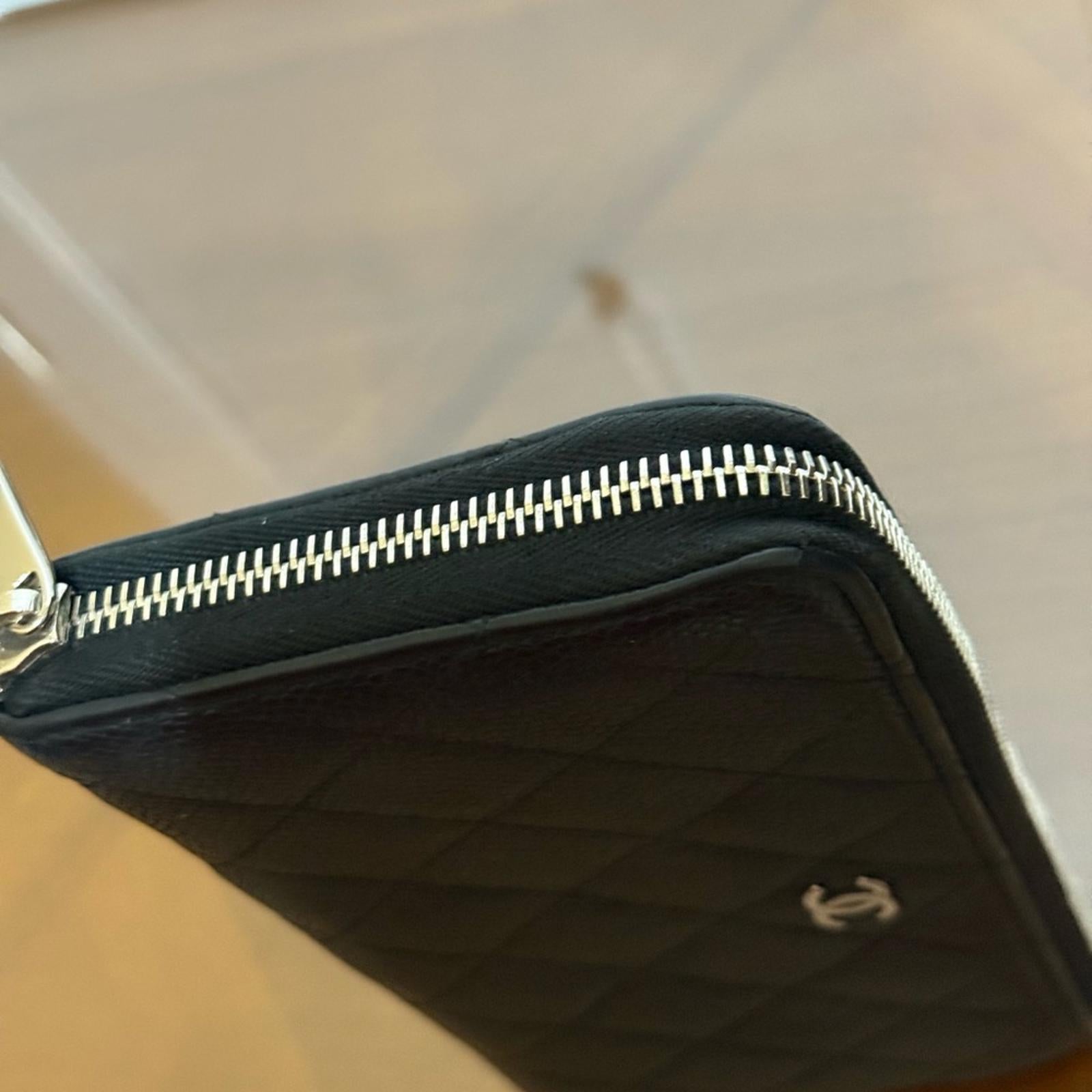 Chanel Black Quilted Grain Leather Wallet