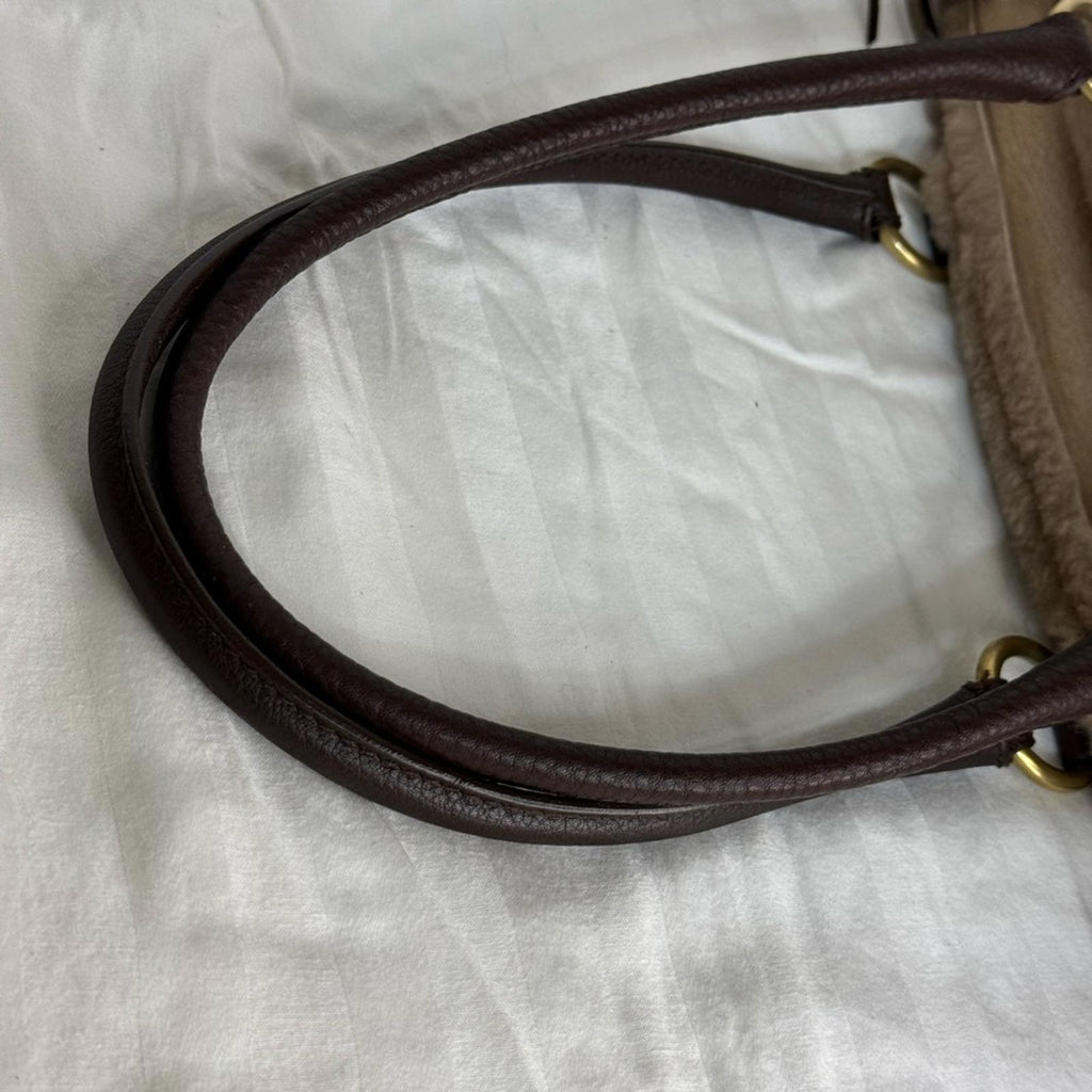 Salvatore Ferragamo Tan Suede Shearling Tote