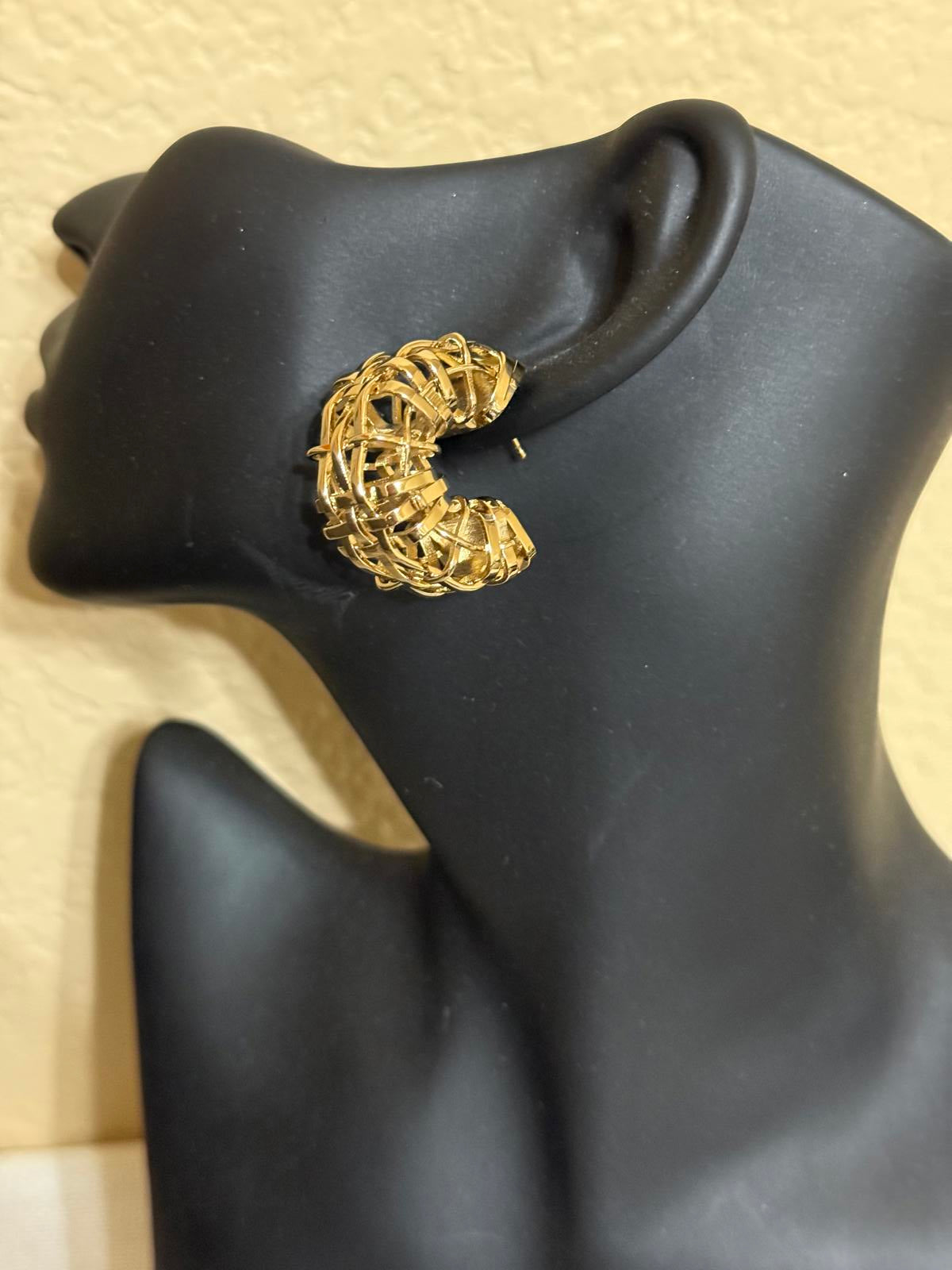 Burberry EKD Hoop Earrings Gold Plated