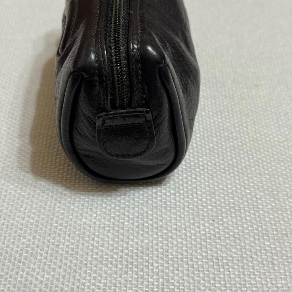 Vintage CHANEL Black Leather Logo Pouch