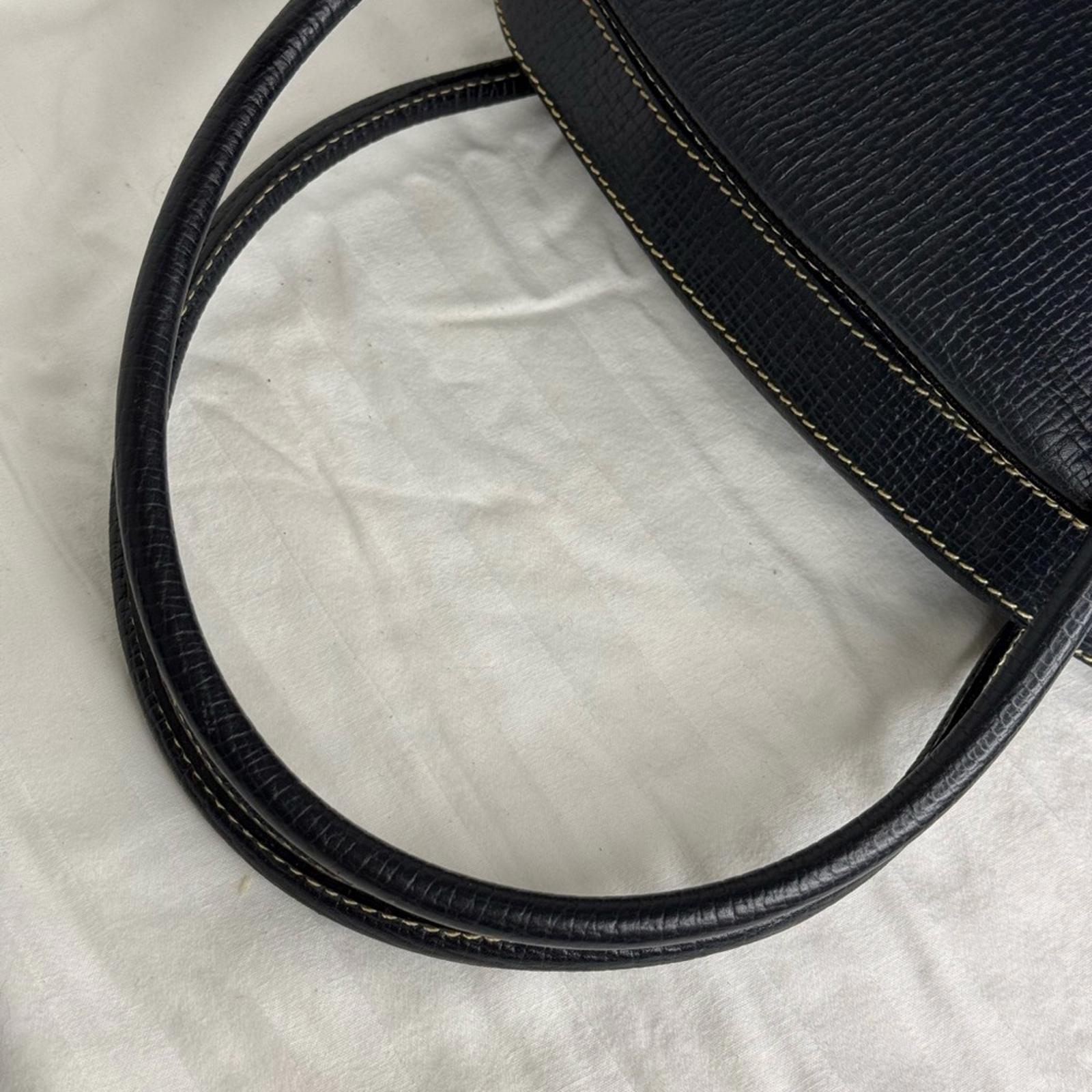 Loewe Bowling Bag in Dark Blue Grained Leather with Contrasting Stitching