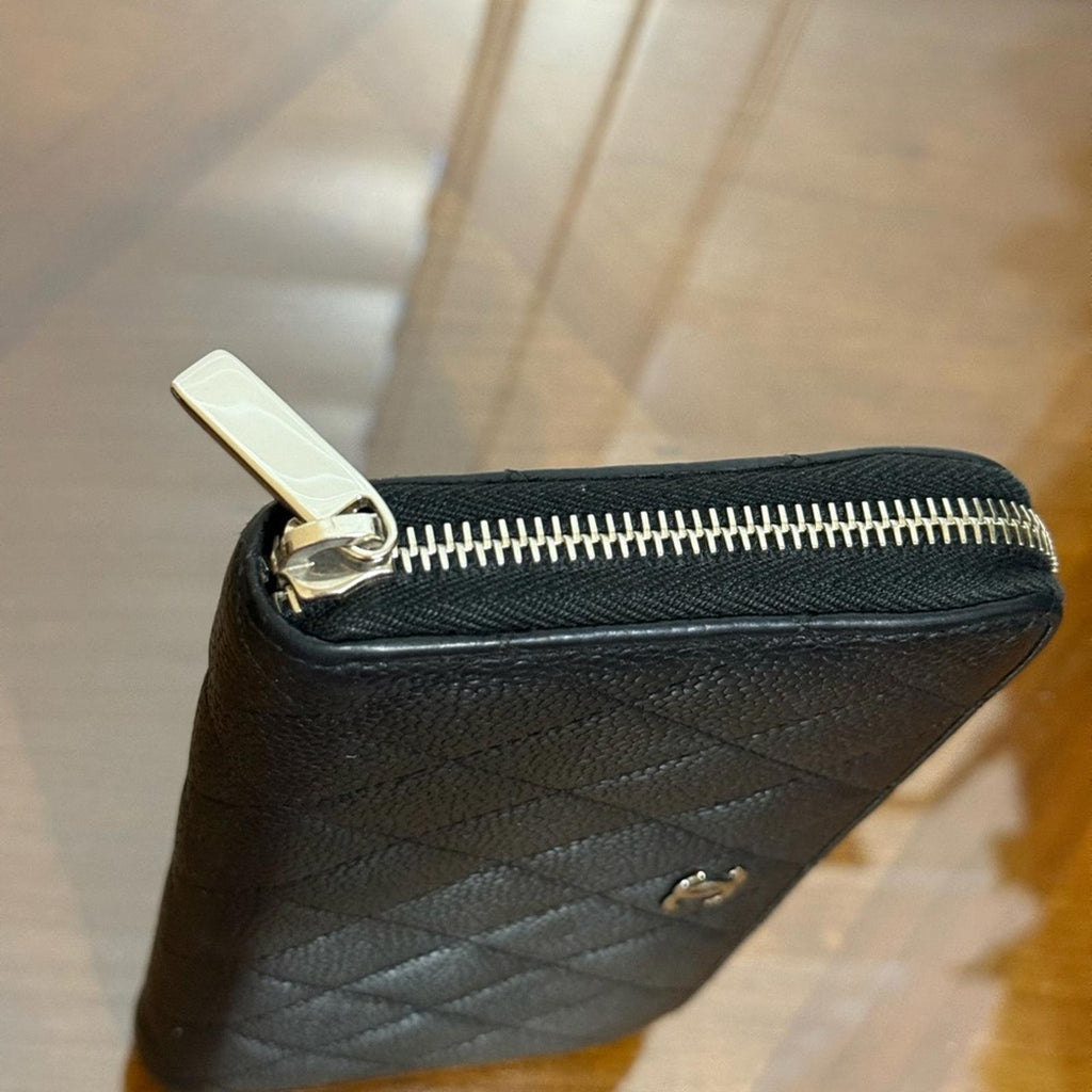 Chanel Black Quilted Grain Leather Wallet