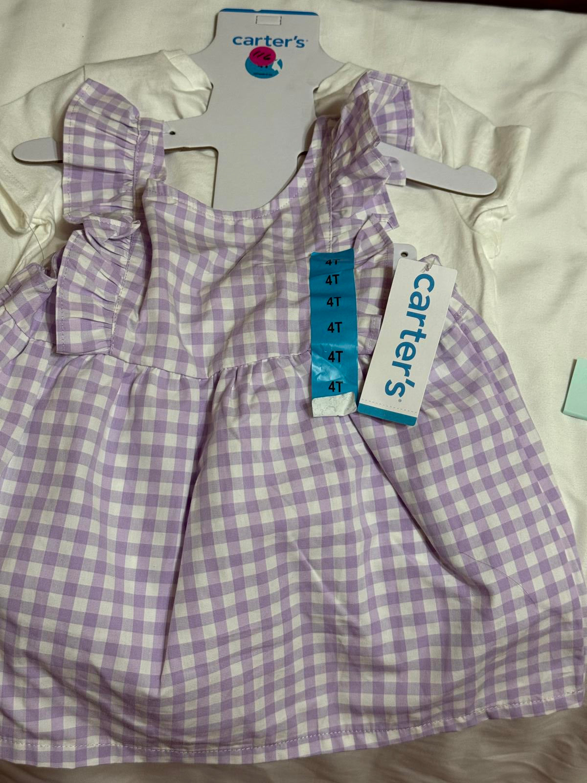 New Carter's purple and white gingham 3 Piece Set Size 4T