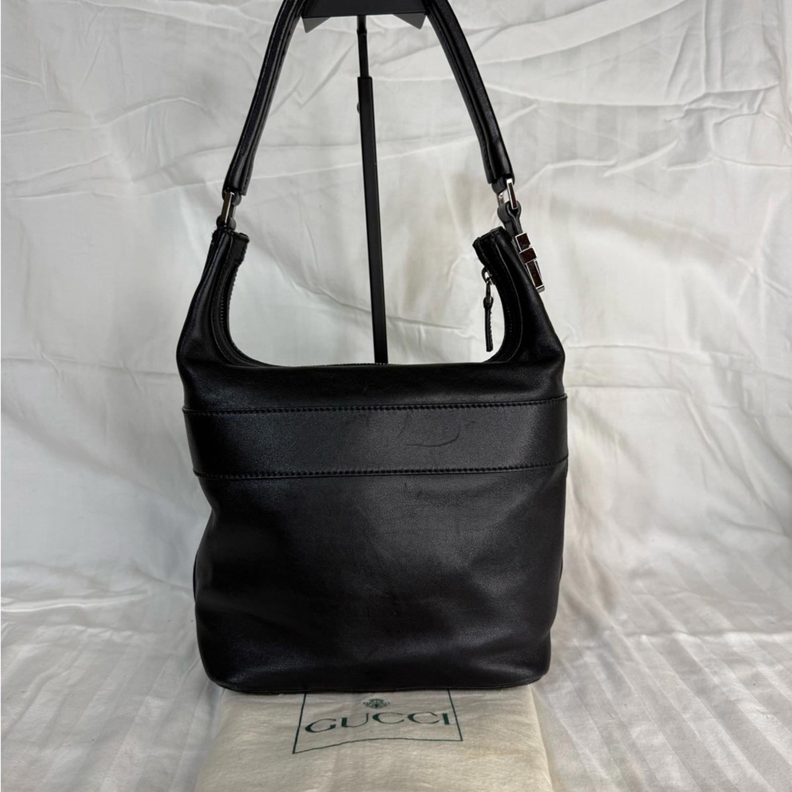 Gucci Black Leather Messenger Bag