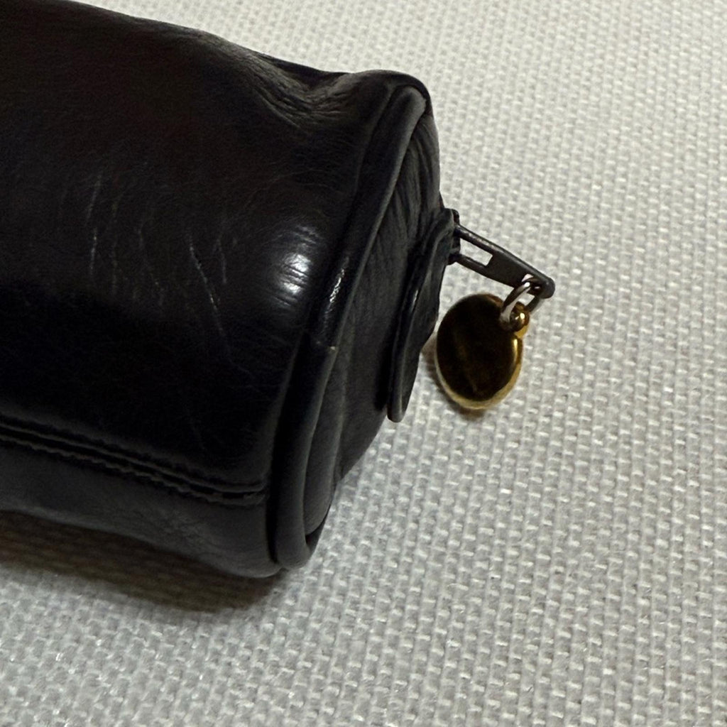 Vintage CHANEL Black Leather Logo Pouch