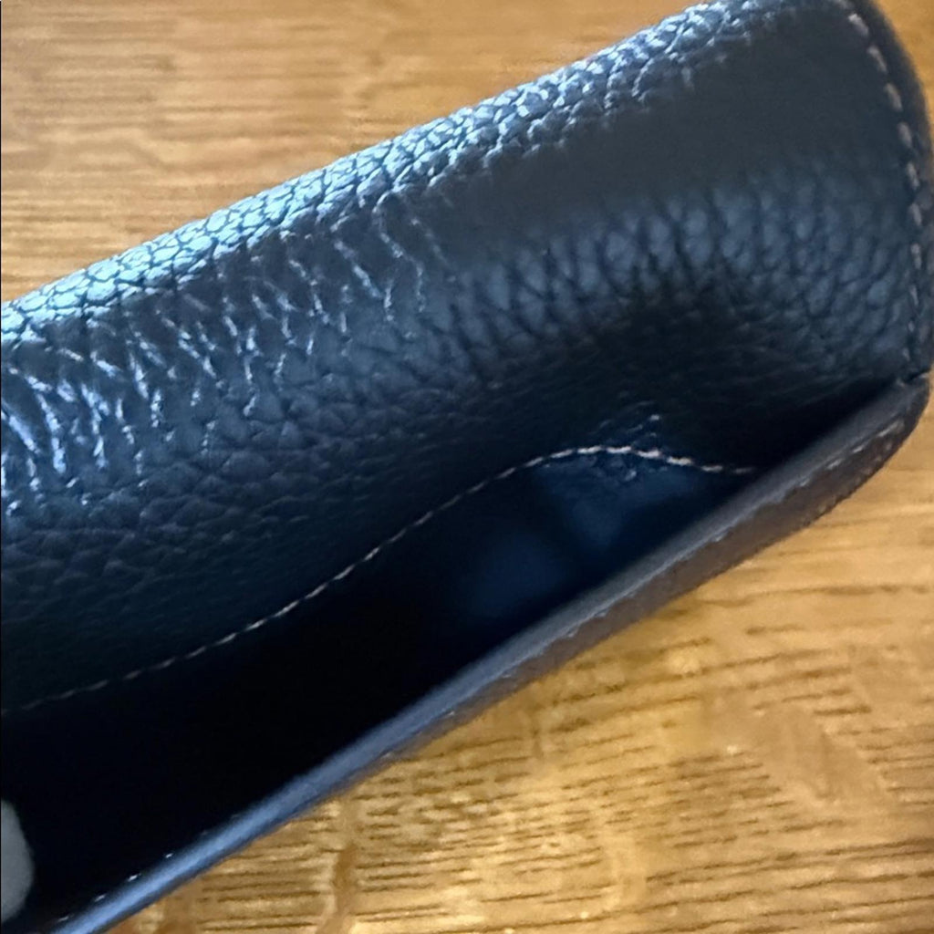 New Burberry Black Trifold Leather Wallet with Gold Logo