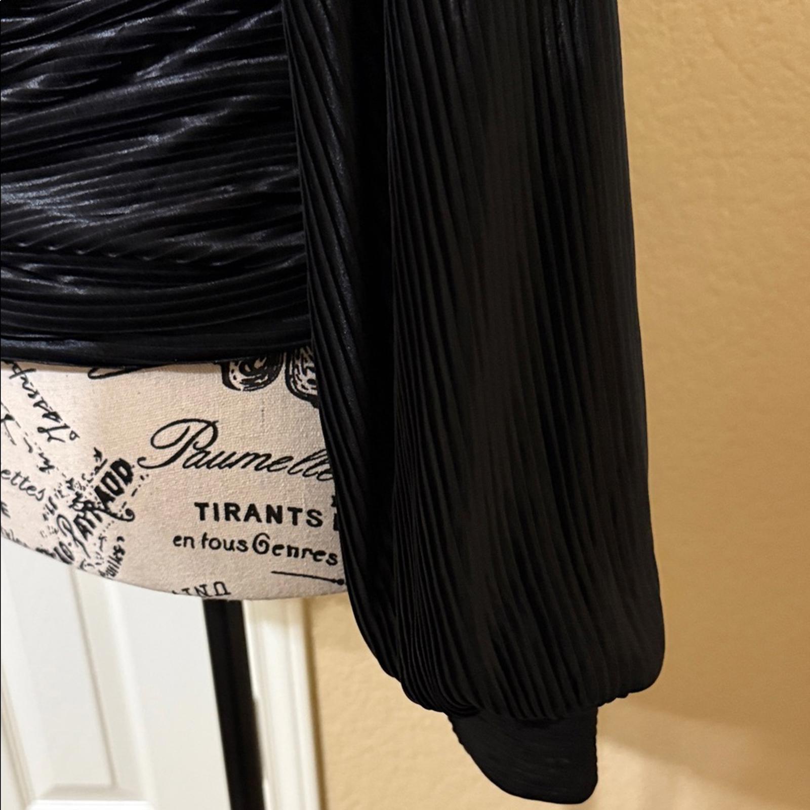 New Express Black Pleated Wrap Blouse