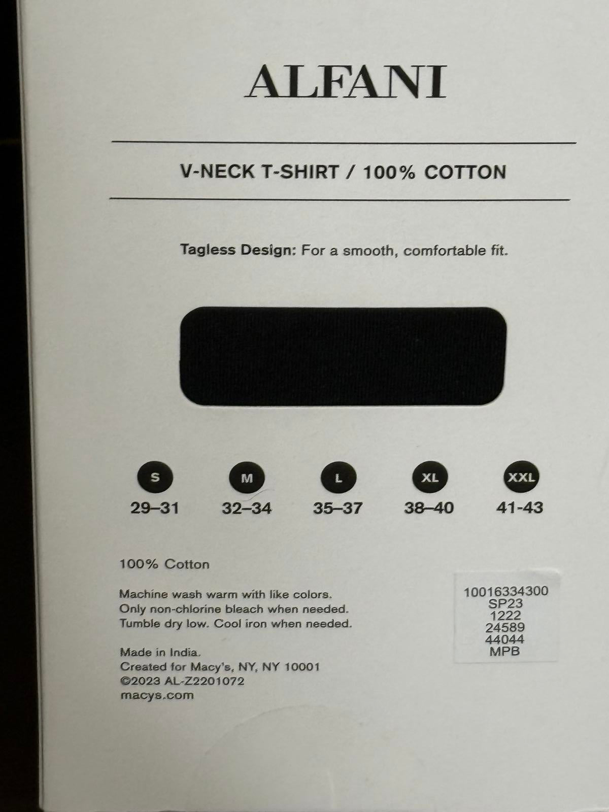 New 4 Alfani Black V Neck T-Shirts Size M