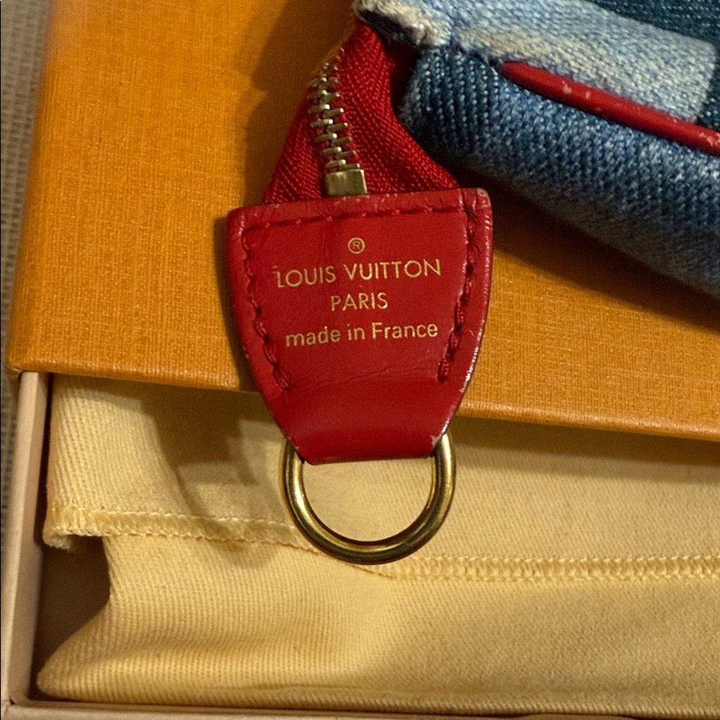 Louis Vuitton Denim Blue Checkered Key Pouch/Card Wallet