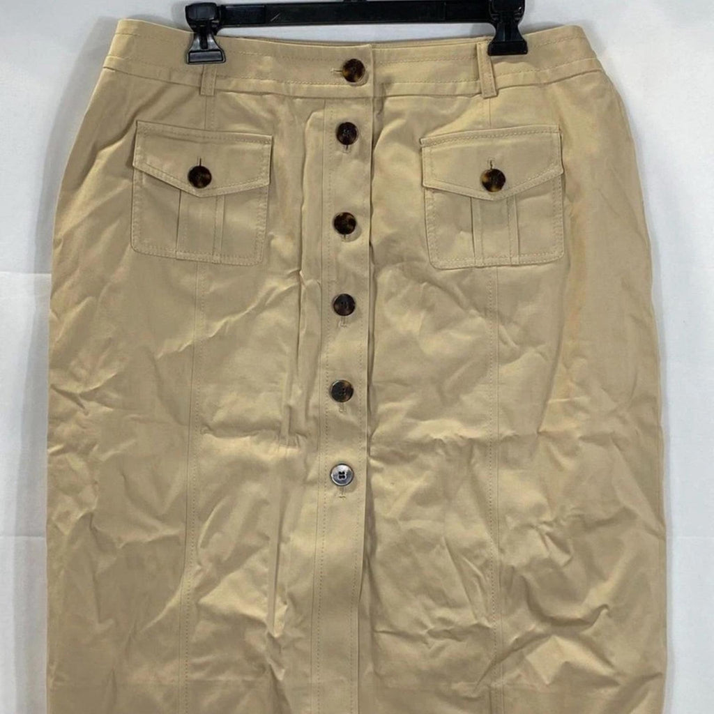 New Talbots Beige Button-Front Skirt 14W