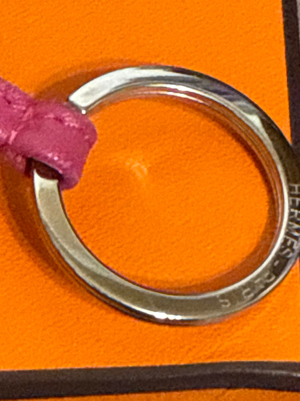 New Hermès Milo Lambskin Carmen Key Ring in Rose Shocking Color