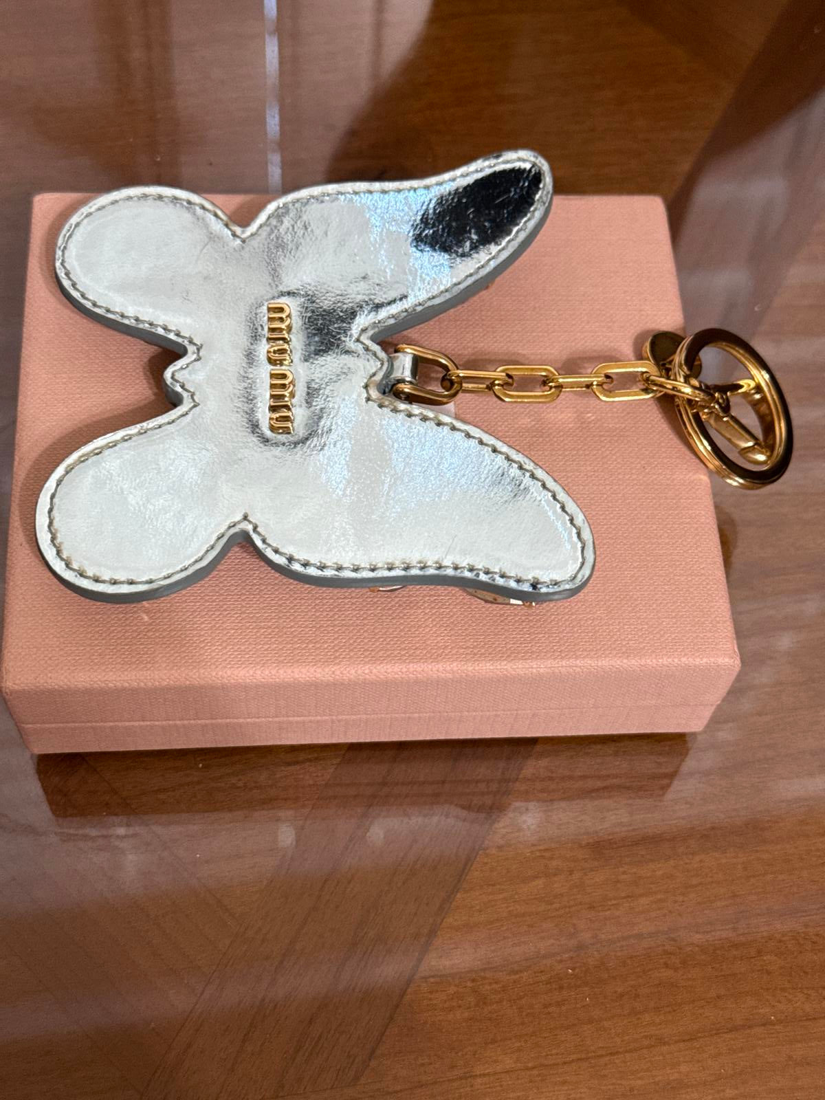 Miu Miu Crystal Butterfly Bag Charm Keychain