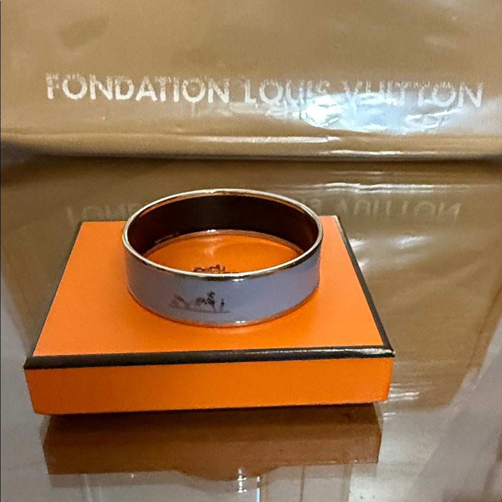 Hermes Blue Enamel Bangle Bracelet