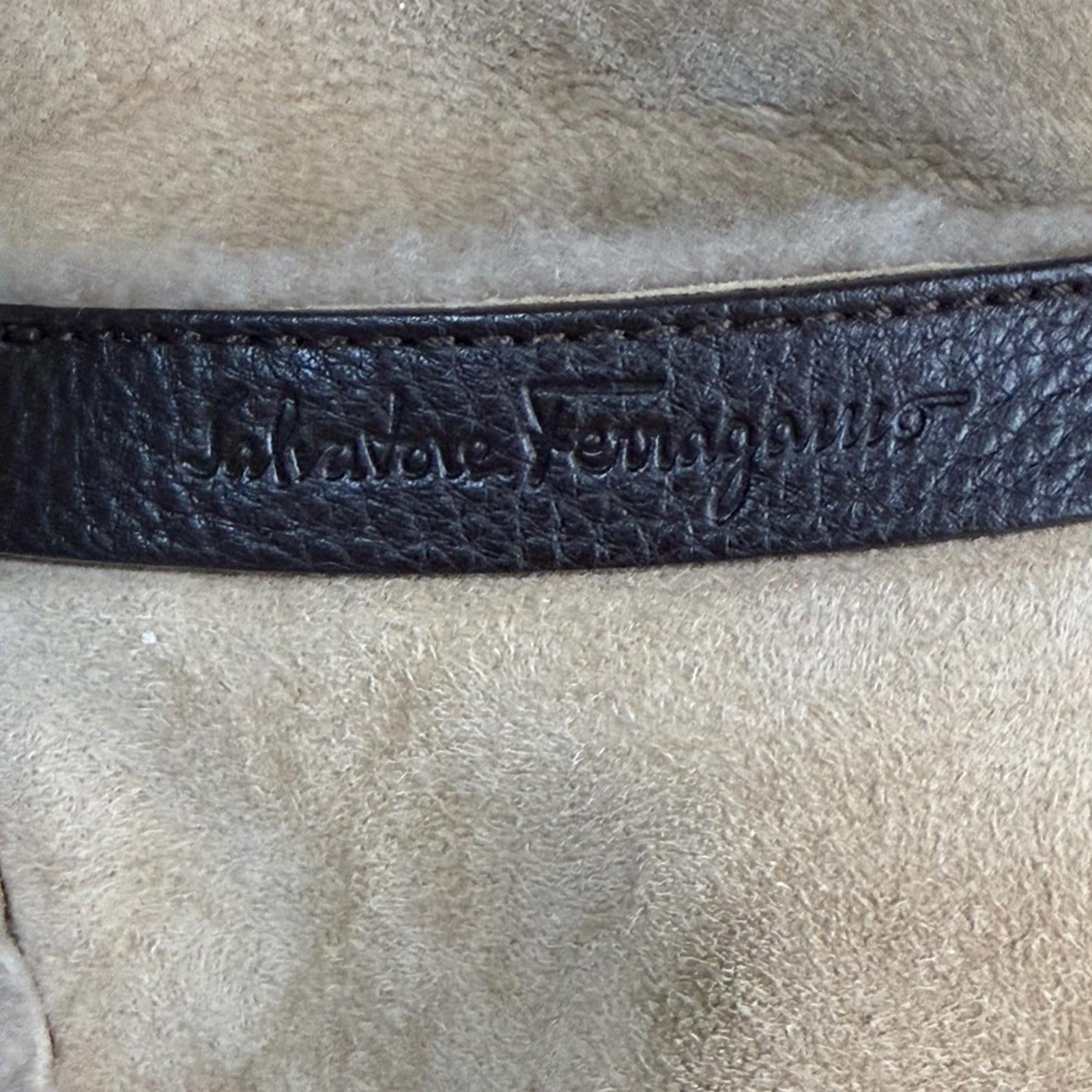 Salvatore Ferragamo Tan Suede Shearling Tote