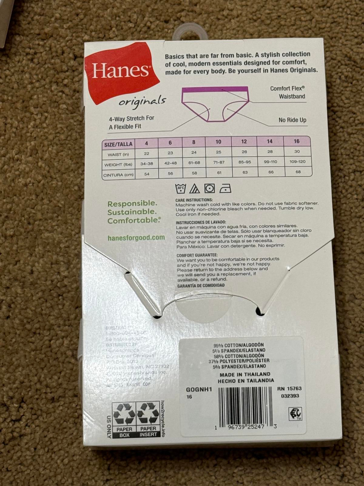 New Hanes 5 Pack of Girls Hipsters Size 16