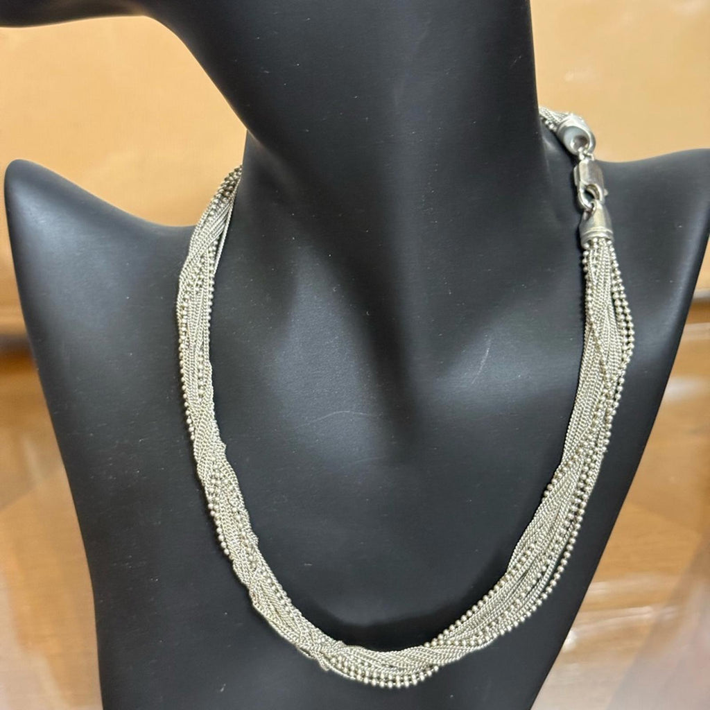 Elegant Sterling Silver Multi Strand Necklace 49.1g