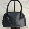 Loewe Bowling Bag in Dark Blue Grained Leather with Contrasting Stitching