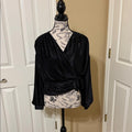New Express Black Pleated Wrap Blouse