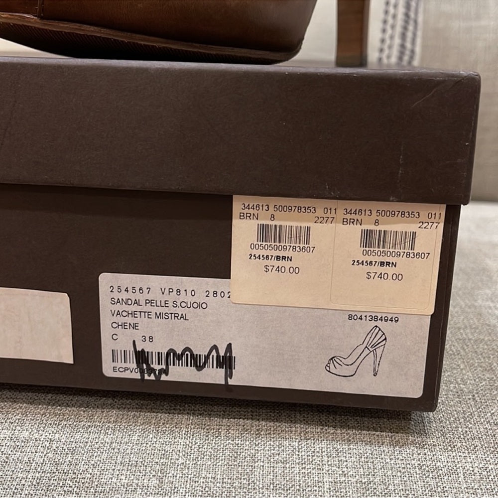 Bottega Veneta Peep Toe Brown Heels