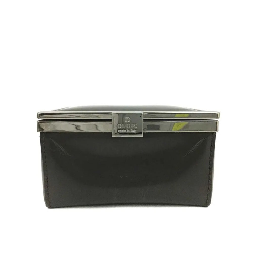 Gucci Black Leather Makeup/Jewelry Case with Mirror