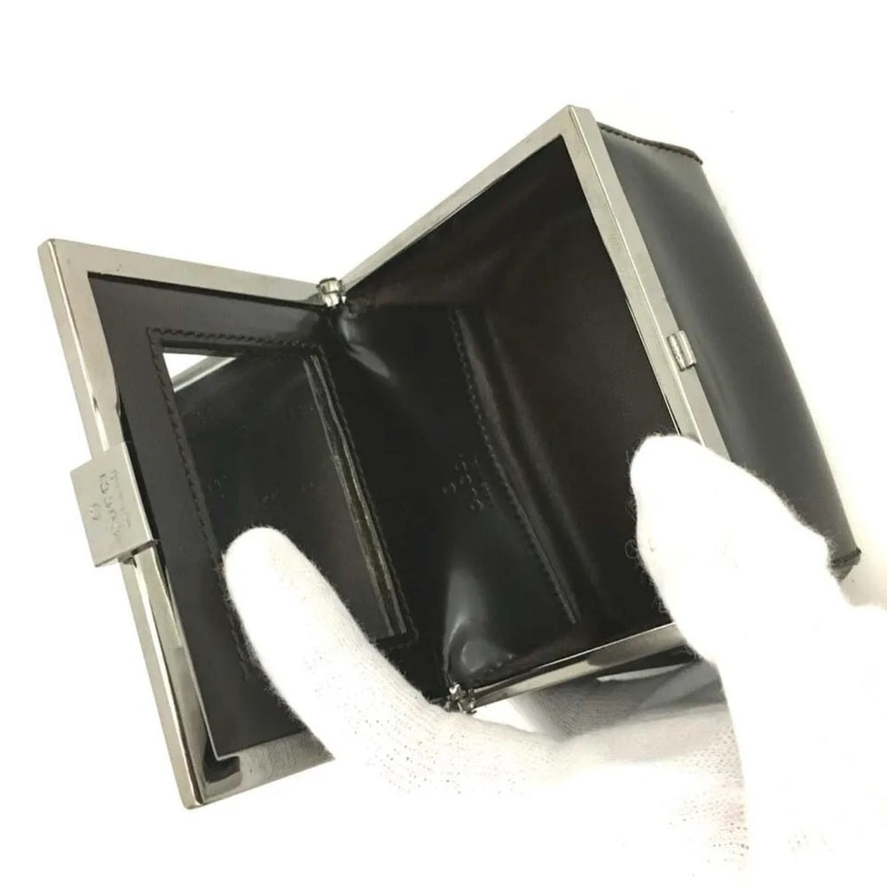 Gucci Black Leather Makeup/Jewelry Case with Mirror