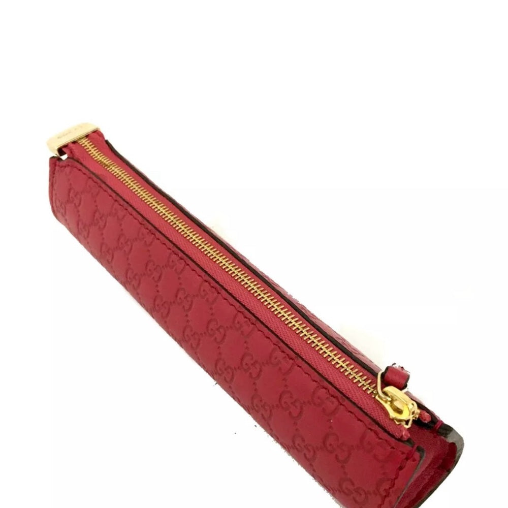 Gucci Micro Guccissima Red Leather Pen/Makeup Brush Case