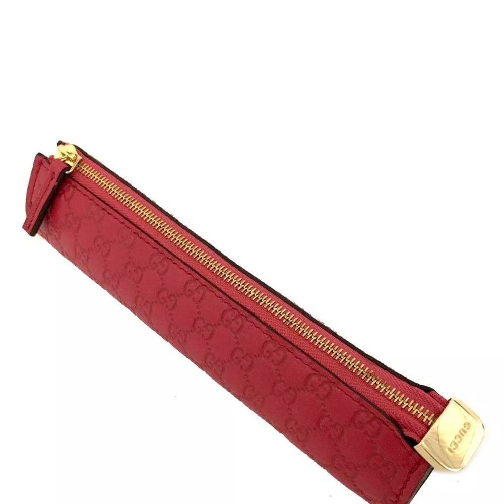 Gucci Micro Guccissima Red Leather Pen/Makeup Brush Case