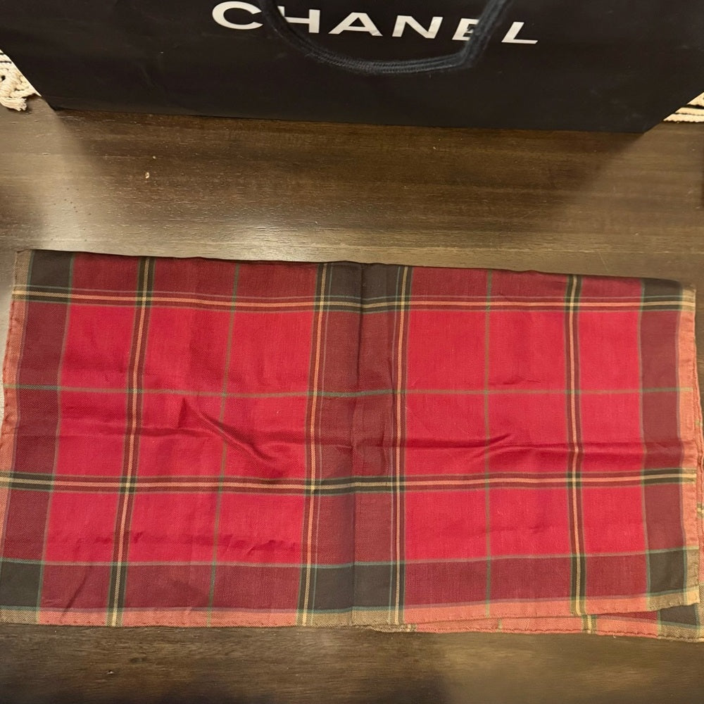 Dior Hand Rolled Plaid Handkerchief Scarf