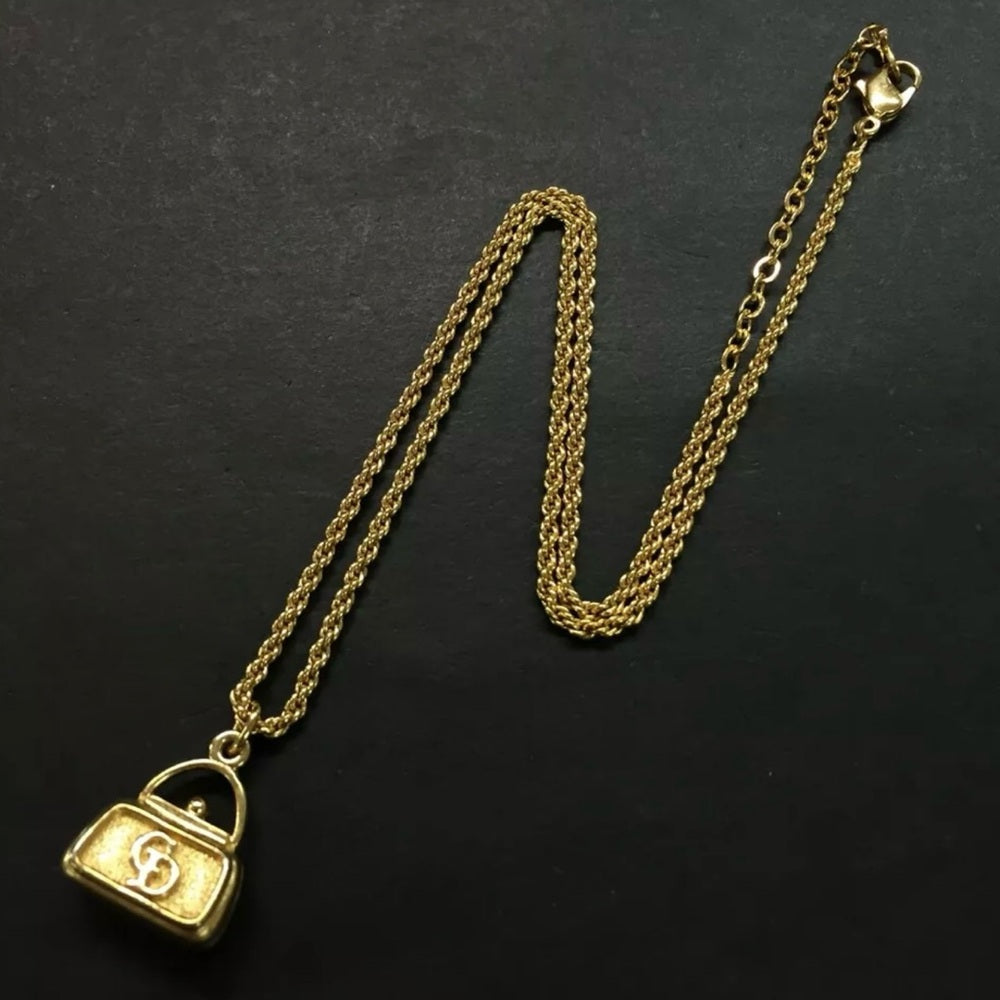 Christian Dior Bag Motif Gold Plated Necklace