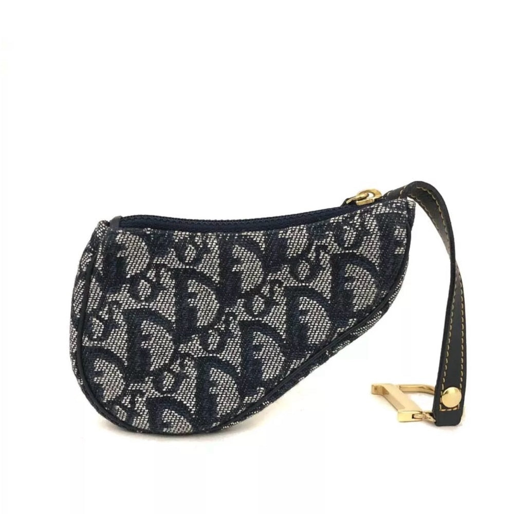 New Christian Dior Saddle Trotter Coin Purse Wallet Blue