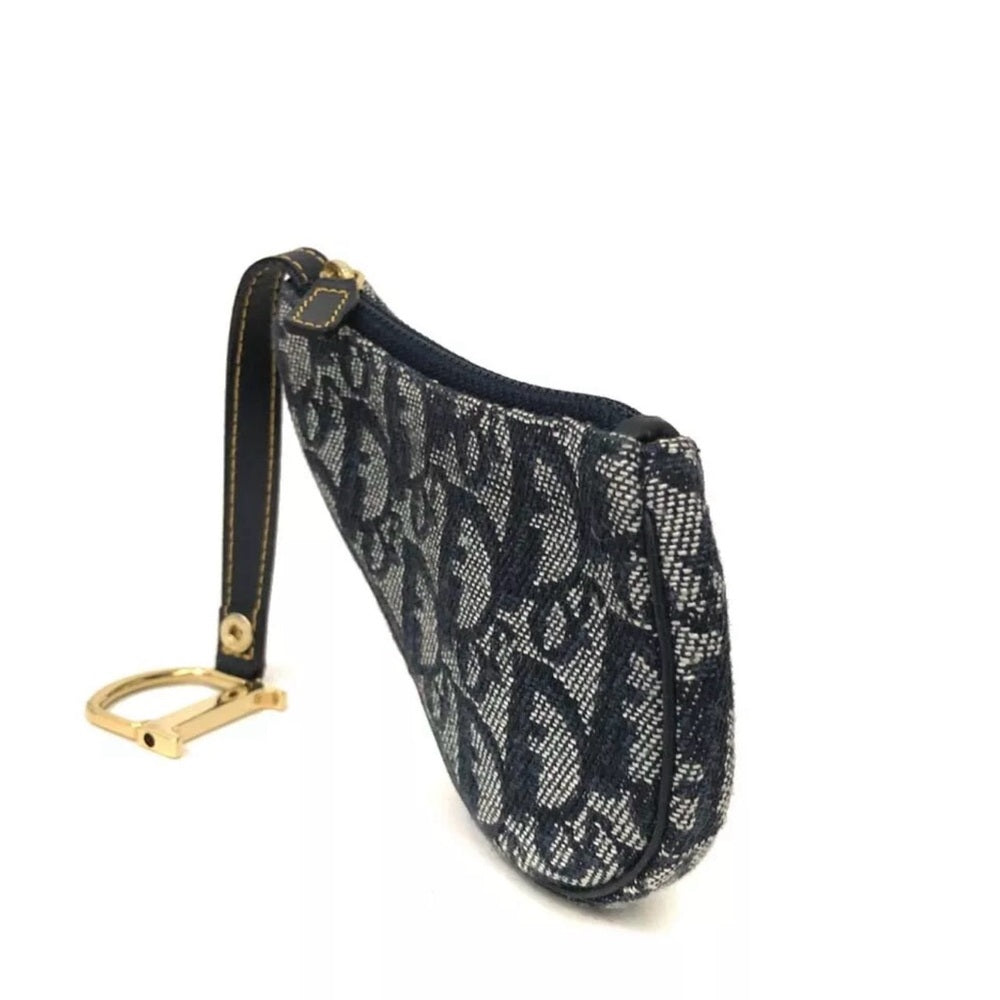 New Christian Dior Saddle Trotter Coin Purse Wallet Blue