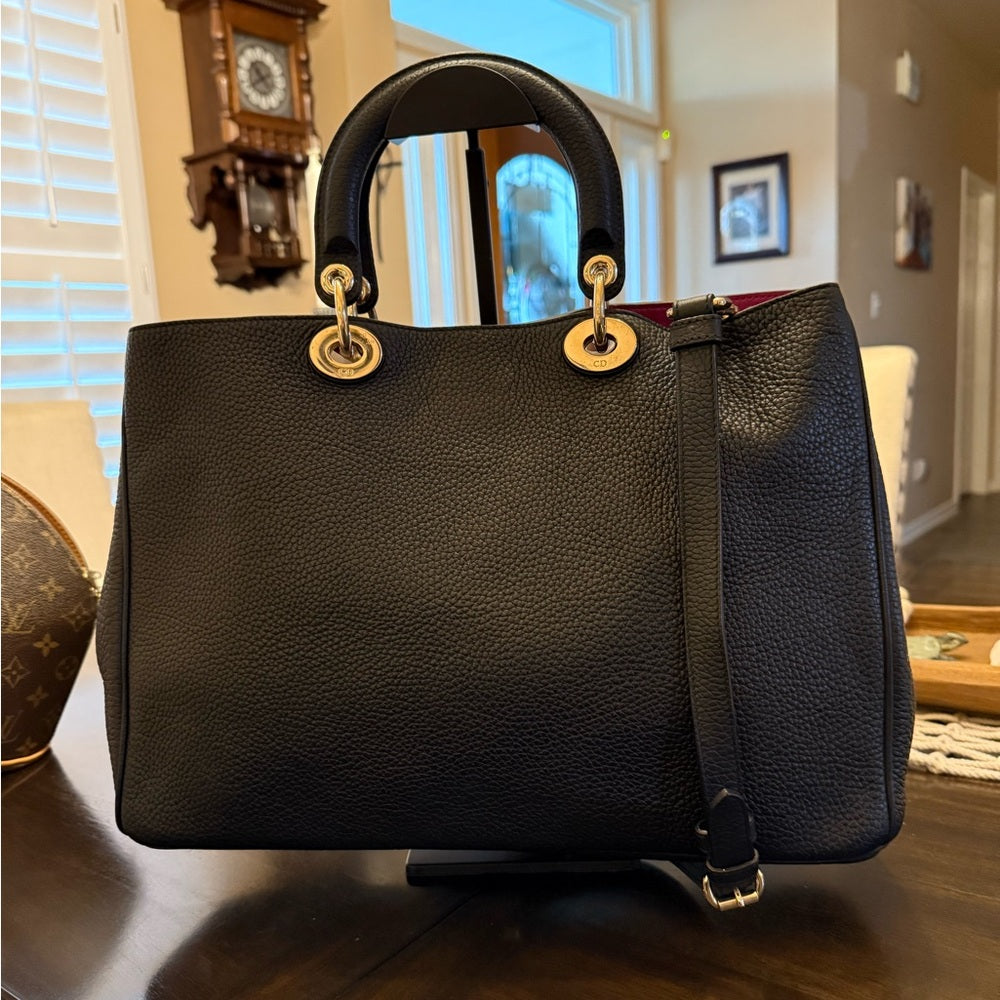 Dior Authentic Black Grained Leather Diorissimo Tote