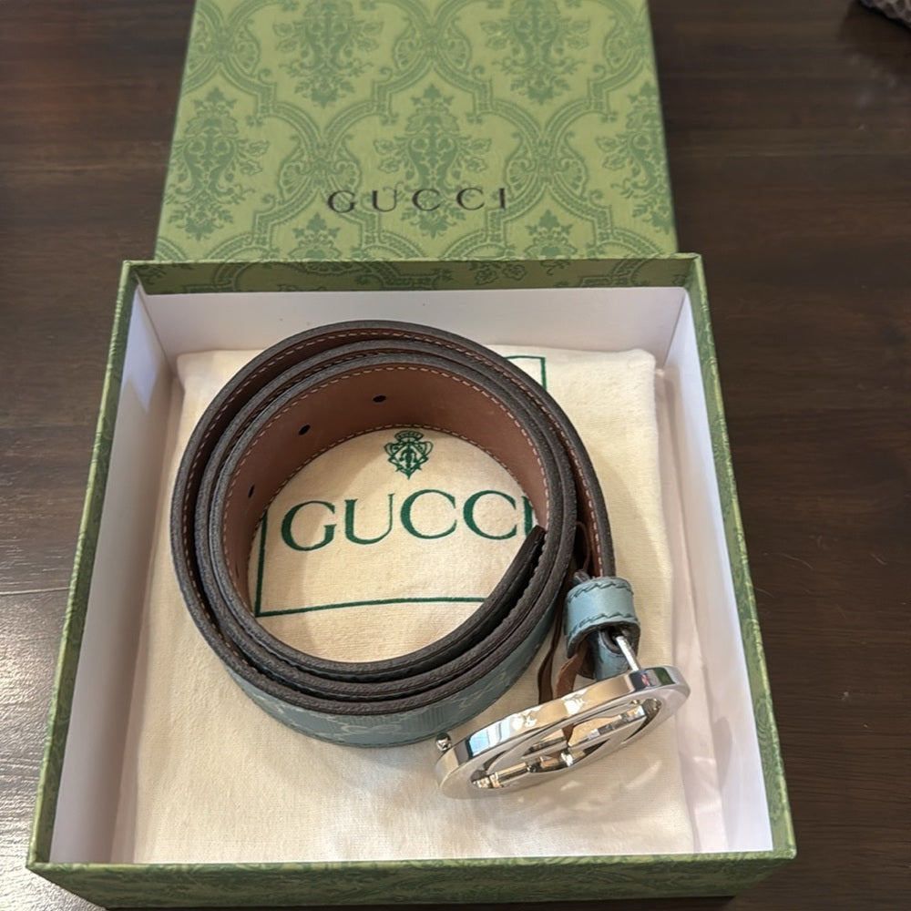 Gucci Interlocking GG Supreme Ice Blue Belt