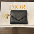 Dior Diorissimo Logo Charm Leather Trifold Wallet Black