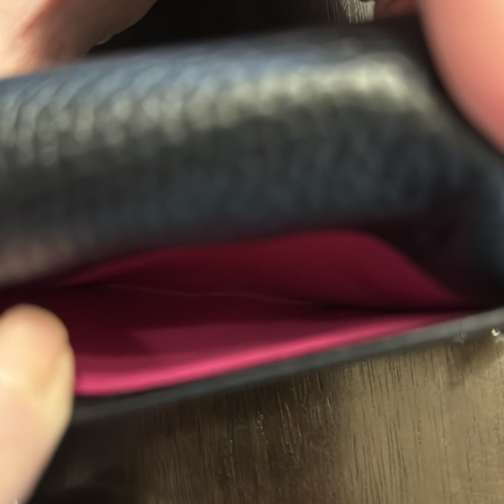 Dior Diorissimo Logo Charm Leather Trifold Wallet Black