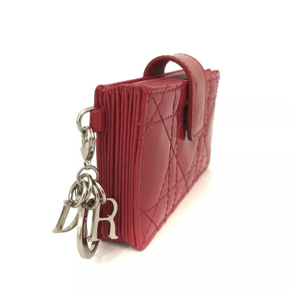 New Dior Red Cannage Patent Leather Card Case