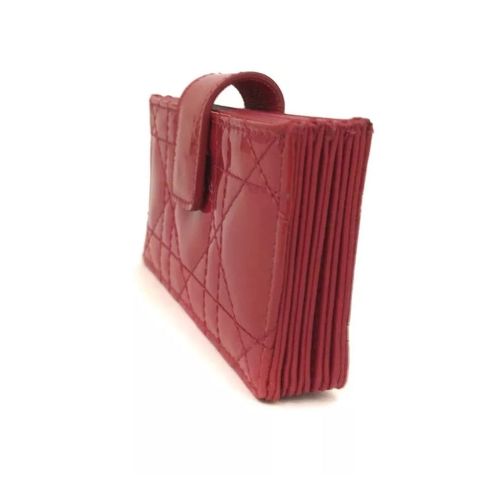 New Dior Red Cannage Patent Leather Card Case