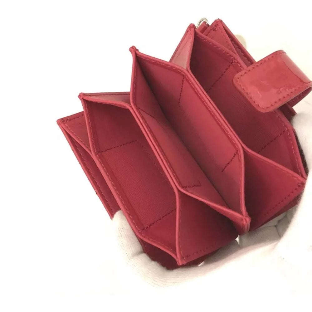 New Dior Red Cannage Patent Leather Card Case