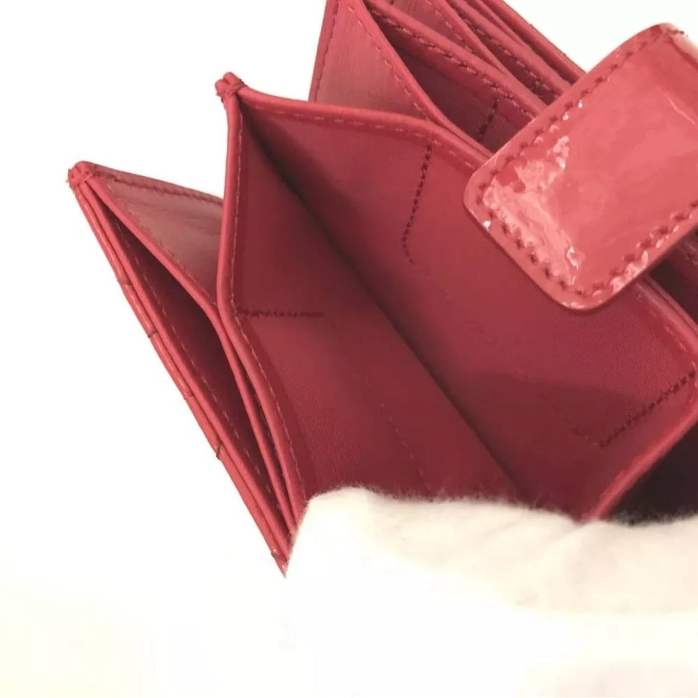 New Dior Red Cannage Patent Leather Card Case