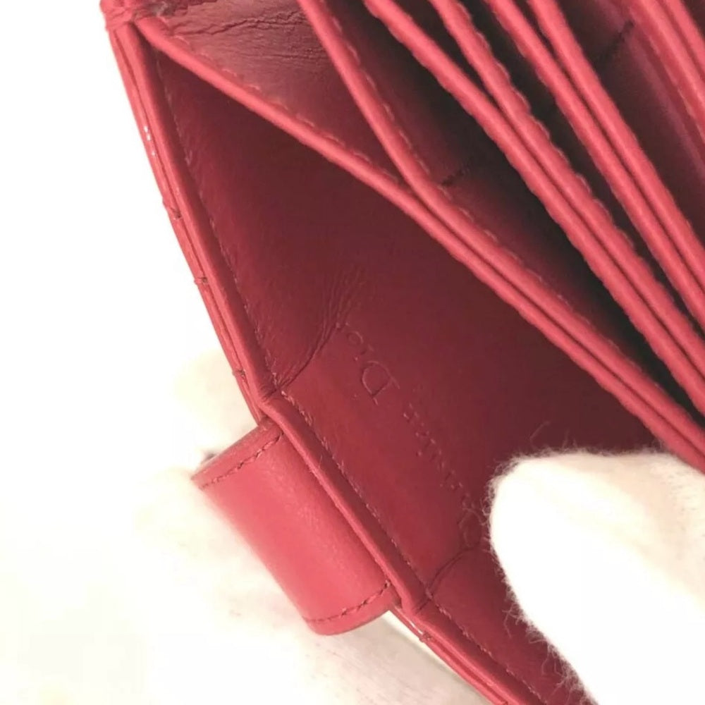 New Dior Red Cannage Patent Leather Card Case