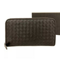 Bottega Veneta Brown Intrecciato Zip Long Wallet
