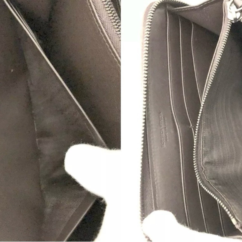 Bottega Veneta Brown Intrecciato Zip Long Wallet