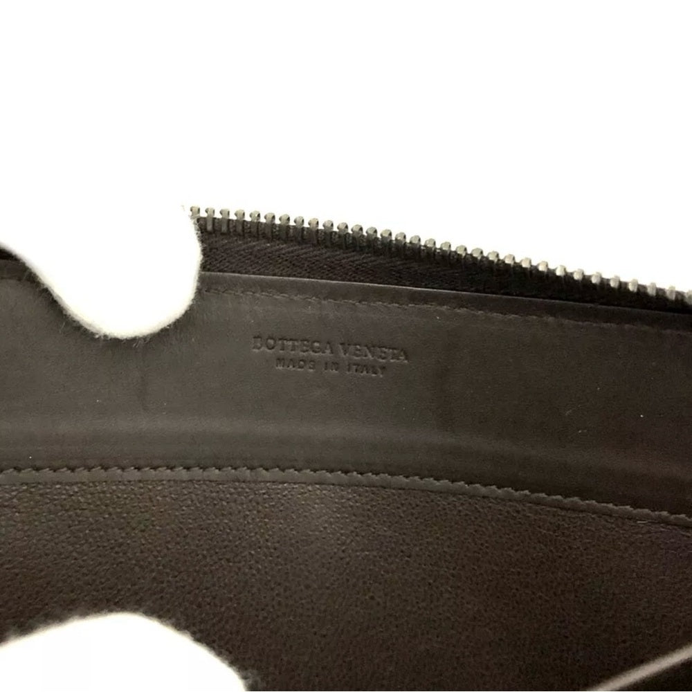 Bottega Veneta Brown Intrecciato Zip Long Wallet