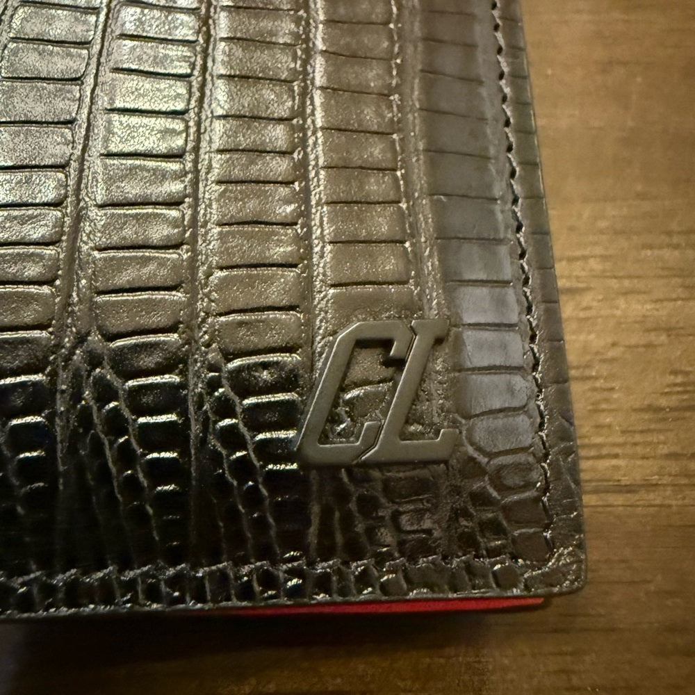 New Louboutin Embossed Bifold Card Wallet