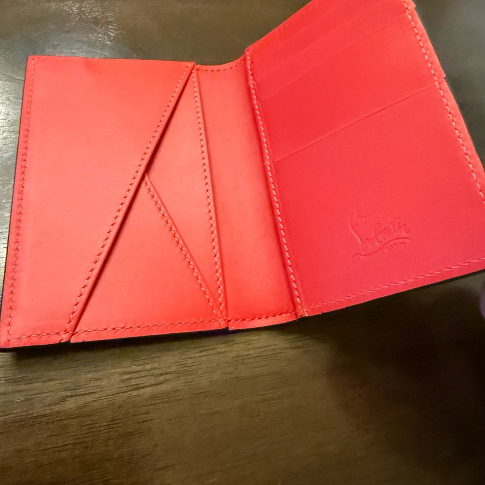 New Louboutin Embossed Bifold Card Wallet